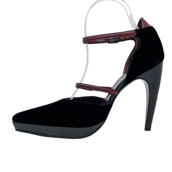 Chanel Vintage Point Toe d’Orsay Velvet & Wood Platform High Heels size 38/US 7 - Picture 8 of 14